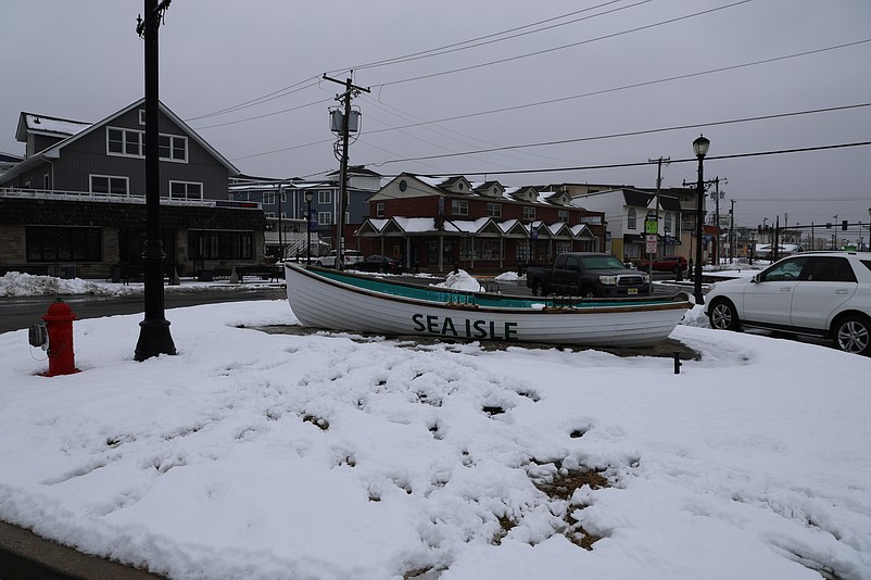 The Sea Isle City lifeguard boat near the Promenade created an ideal winter photo-op during a snowstorm in February 2025. The same type of snowy scene is likely during this weekend.