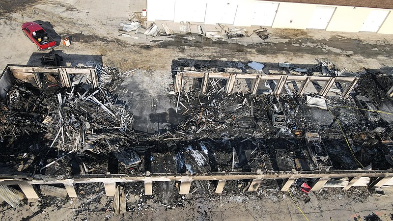 The fire left the building little more than a charred shell. (Video and photos courtesy of Dan Robinson/Dansdroneshots609)