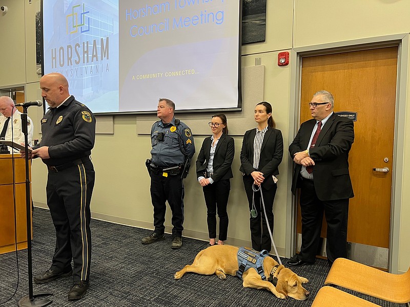 Sergeant Ben Simpson, Sergeant Gloria Hatcher, Sergeant Kevin Perozze (not pictured), Detective Kimberly Ngo, and Detective Michael Peter were all honored. (Credit: Horsham ChATs).