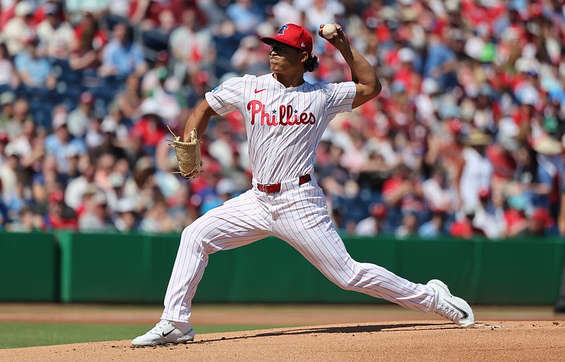 Feb 28, 2025; Clearwater, Florida, USA;  Philadelphia Phillies starting pitcher Jesus Luzardo (44) throws a pitch during the first inning against the Boston Red Sox at BayCare Ballpark. Mandatory Credit: Kim Klement Neitzel-Imagn Images