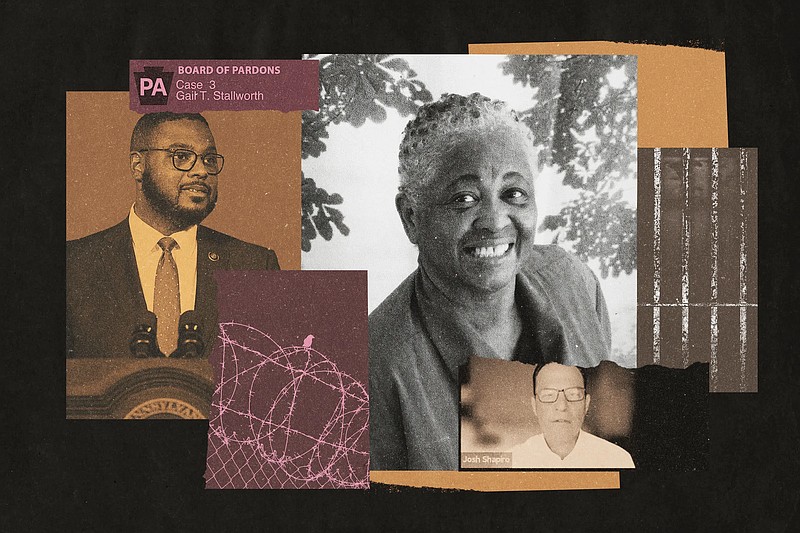 From left: Lt. Gov. Austin Davis (Commonwealth Media Services); Gail Stallworth (courtesy of Cornelius Harp); then-Attorney General Josh Shapiro at a Board of Pardons meeting (via YouTube). (Credit: Emily Scherer/Spotlight PA)