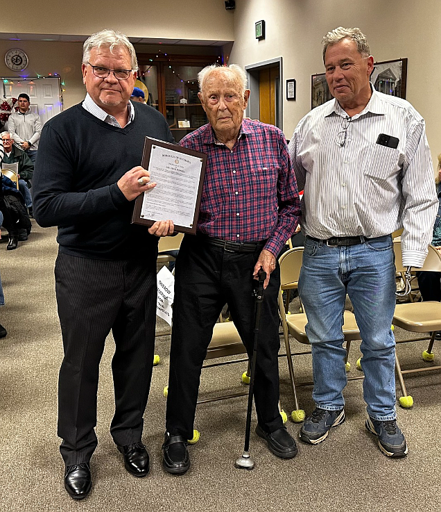 Fred Powell, middle, was honored at a Borough of Hatboro meeting in 2024 for his longstanding business and contributions to the community. (Credit: Borough of Hatboro/Facebook.com)