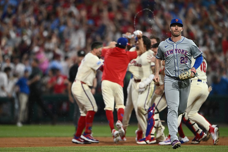 Oct 6, 2024; Philadelphia, Pennsylvania, USA; New York Mets first base Pete Alonso (20) leaves the field after being defeating by the Philadelphia Phillies during game two of the NLDS for the 2024 MLB Playoffs at Citizens Bank Park. Mandatory Credit: Kyle Ross-Imagn Images