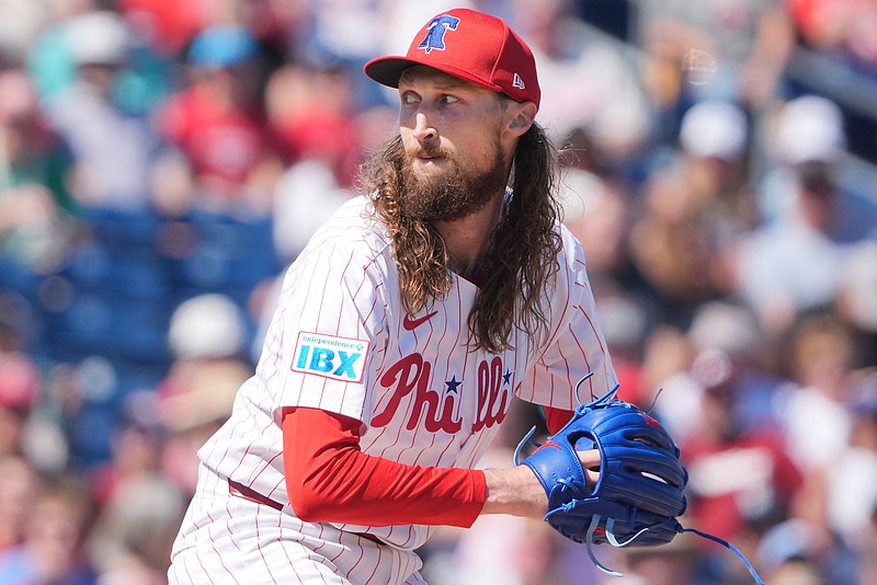 Feb 27, 2025; Clearwater, Florida, USA; Philadelphia Phillies pitcher Matt Strahm (25) throws a pitch against the New York Yankees during the third inning at BayCare Ballpark. Mandatory Credit: Dave Nelson-Imagn Images