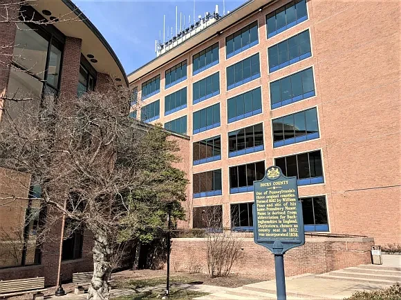 The Bucks County Administration Building in Doylestown Borough. (Credit: Tom Sofield/LevittownNow.com)