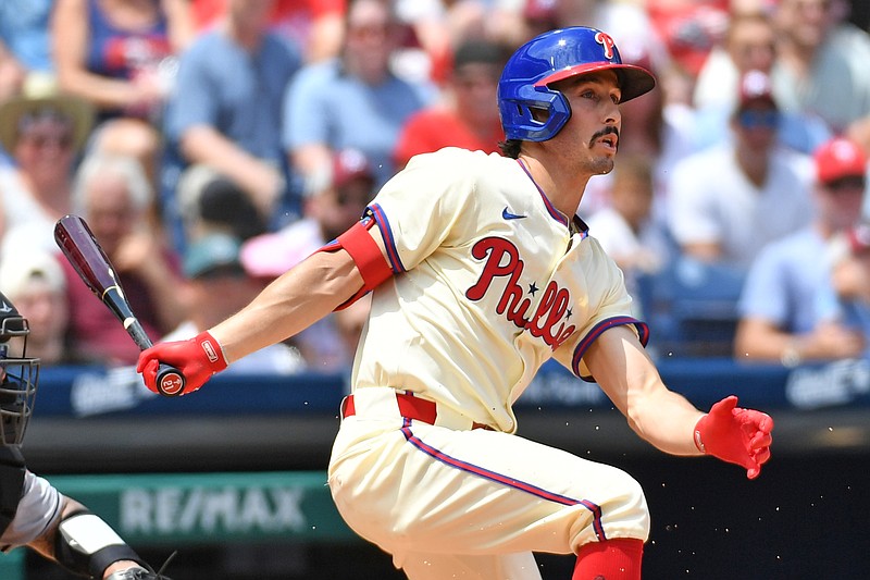 Jun 23, 2024; Philadelphia, Pennsylvania, USA; Philadelphia Phillies catcher Garrett Stubbs (21) against the Arizona Diamondbacks at Citizens Bank Park. Mandatory Credit: Eric Hartline-USA TODAY Sports