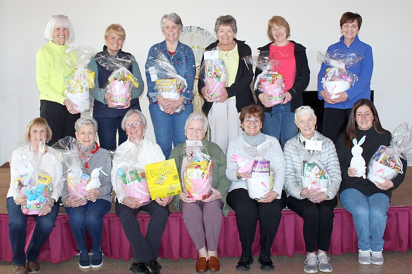 Members of the Catholic Daughters of St. Joseph Church in Sea Isle City show some of the Easter baskets that were donated. (Photo courtesy of Sea Isle City)
