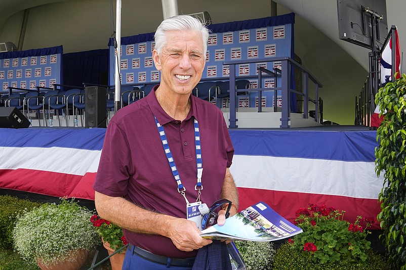 Jul 21, 2024; Cooperstown, New York, USA; Philadelphia Phillies General Manager Dave Dombrowski poses for a photo prior to the National Baseball Hall of Fame Induction Ceremony in Cooperstown, NY. Mandatory Credit: Gregory Fisher-USA TODAY Sports