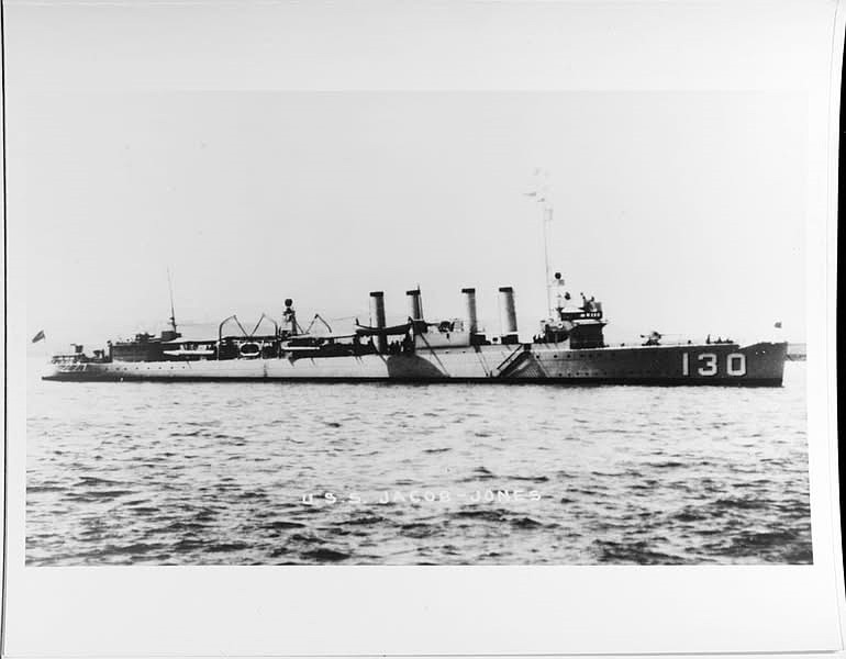 The U.S. Navy destroyer Jacob Jones photographed in the 1930s. (Credit: Donald M. McPherson, U.S. Naval History and Heritage Command)