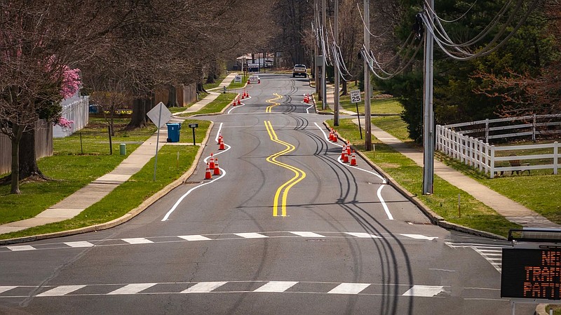 Chicanes on Grays Lane in Montgomery Township