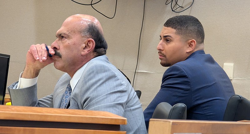 Harris Jacobs, right, with attorney, Lou Barbone.