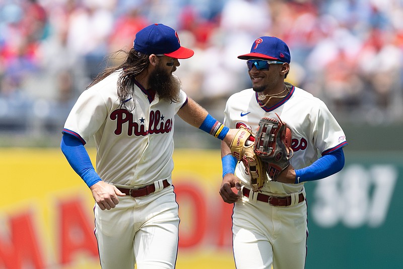 Brandon Marsh and Johan Rojas are competing for time in center field. Mandatory Credit: Bill Streicher-USA TODAY Sports