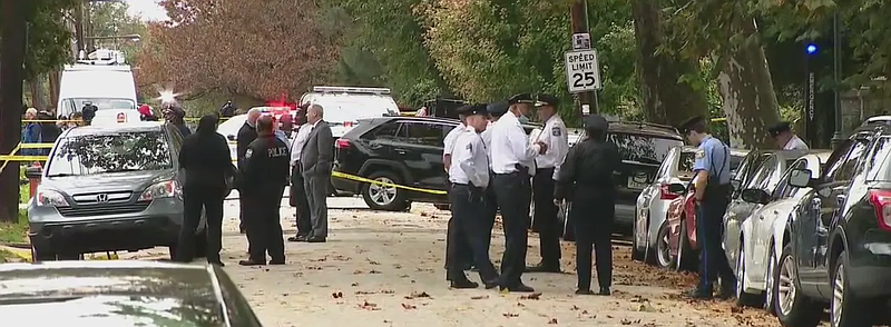 Police on the scene of a shooting outside of Overbrook High School that left a police officer in critical condition. .(Credit: Fox 29)