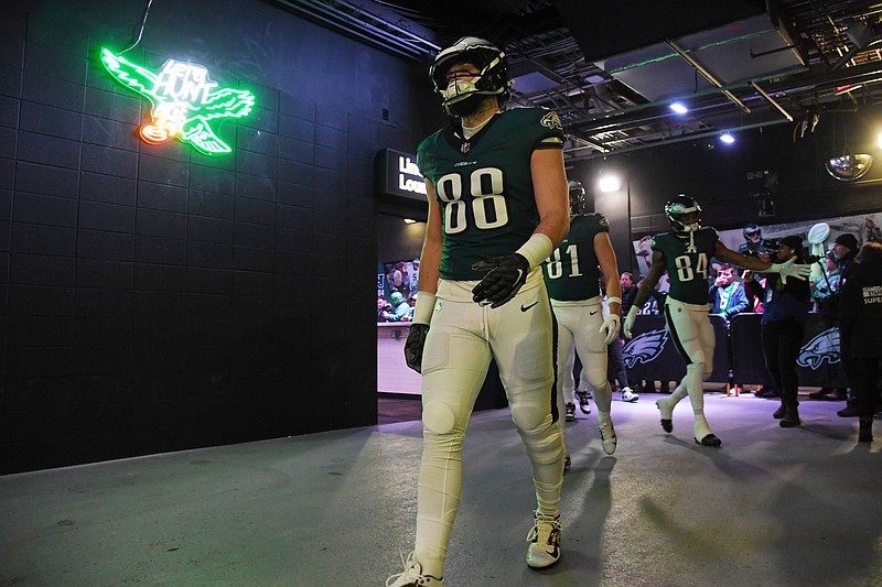 Jan 26, 2025; Philadelphia, PA, USA; Philadelphia Eagles tight end Dallas Goedert (88) walks in the tunnel before the NFC Championship game at Lincoln Financial Field. Mandatory Credit: Eric Hartline-Imagn Images