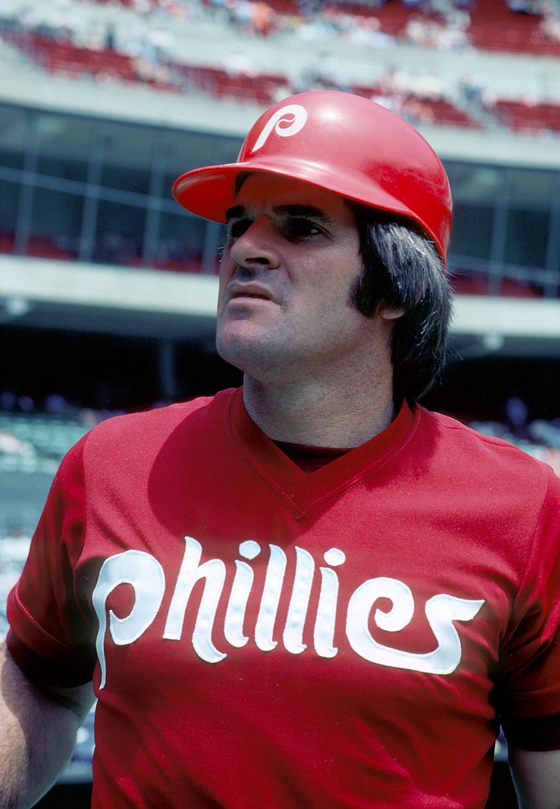 Jun 1979; Cincinnati, OH, USA; Pete Rose of the Philadelphia Phillies during the 1979 season at Riverfront Stadium prior to his game against the Cincinnati Reds. Mandatory Credit: Photo By Malcolm Emmons-USA TODAY Sports copyright (c)  Malcolm Emmons.