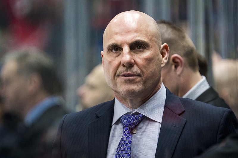 Jan 25, 2025; Vancouver, British Columbia, CAN; Vancouver Canucks head coach Rick Tocchet looks on from the bench against the Washington Capitals in the second period at Rogers Arena. Mandatory Credit: Bob Frid-Imagn Images