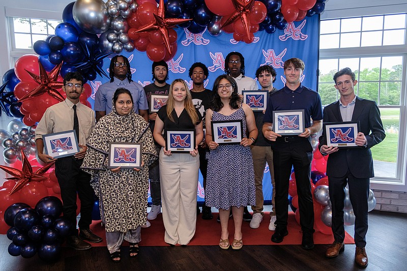 Atlantic Cape Buccaneers sophomores and soon-to-be graduates pose for a photo together at the fourth annual Athletics Awards Luncheon. (Photo by Craig Matthews/ACCC)