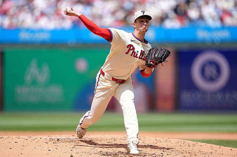 May 18, 2025; Philadelphia, Pennsylvania, USA; Philadelphia Phillies starting pitcher Mick Abel (40) throws a pitch against the Pittsburgh Pirates in the third inning at Citizens Bank Park. Mandatory Credit: Kyle Ross-Imagn Images