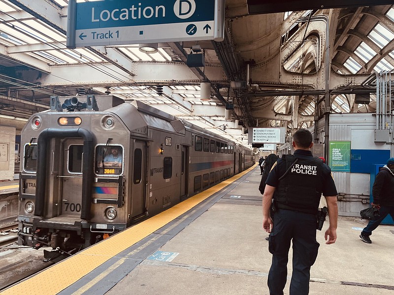 A NJ Transit train pulls into Newark Penn Station on May 6, 2025. (Photo by New Jersey Monitor)