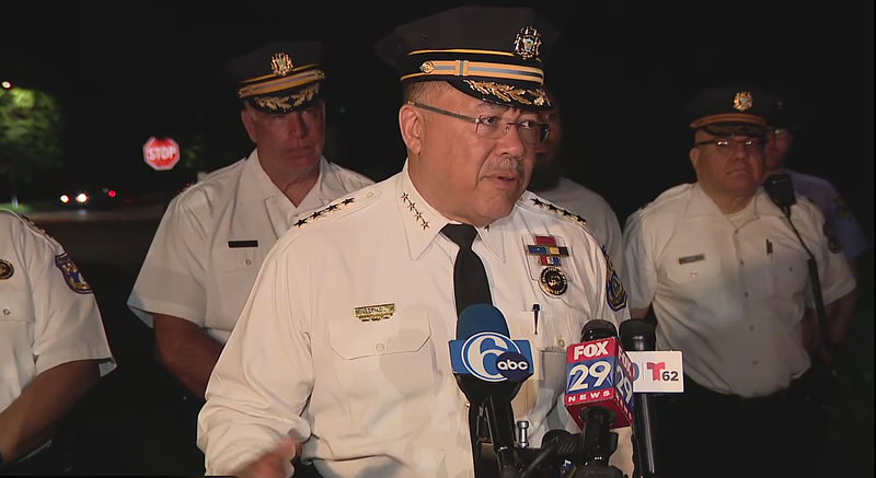 Philadelphia Police Chief Kevin Bethel addresses the media following a mass shooting on Lemon Hill in Fairmount Park on Memorial Day. (Credit: Fox 29)