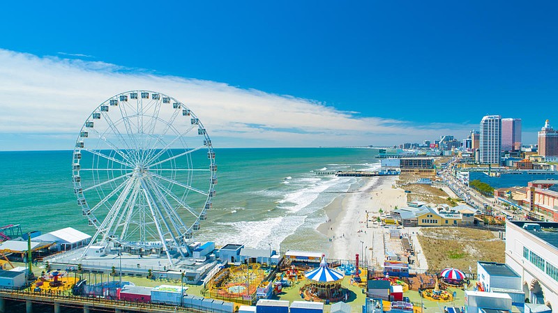 Aerial view of the Atlantic City beaches and Atlantic City Boardwalk. (Credit: Visit Atlantic City)
