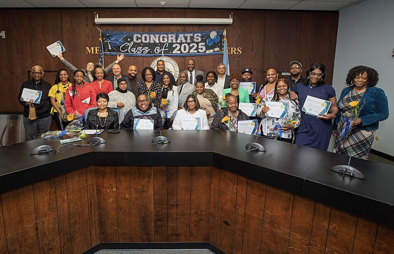 The Small Business Academy graduates with Mayor Marty Small. (City of Atlantic City/Edward Lea)