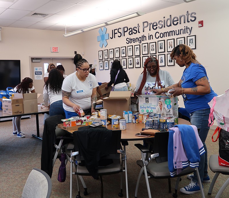 JFS/More than 20 Alpha Pi Nu Nursing Sorority members volunteered at Jewish Family Service of Atlantic & Cape May Counties to sort and stock food and make pantry bags.