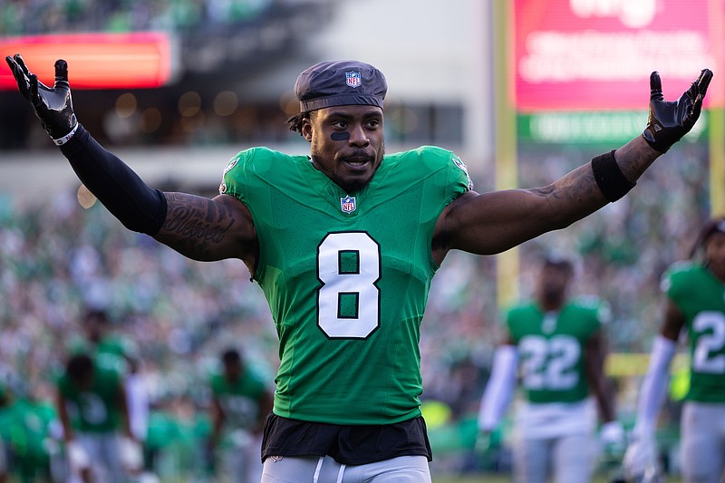 Nov 3, 2024; Philadelphia, Pennsylvania, USA; Philadelphia Eagles safety C.J. Gardner-Johnson (8) in a game against the Jacksonville Jaguars at Lincoln Financial Field. Mandatory Credit: Bill Streicher-Imagn Images