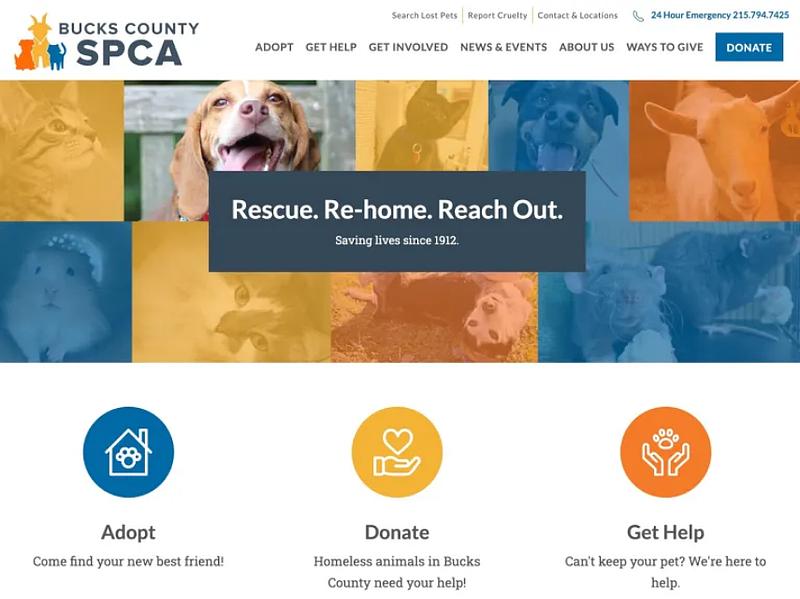 Screenshot from buckscountyspca.org