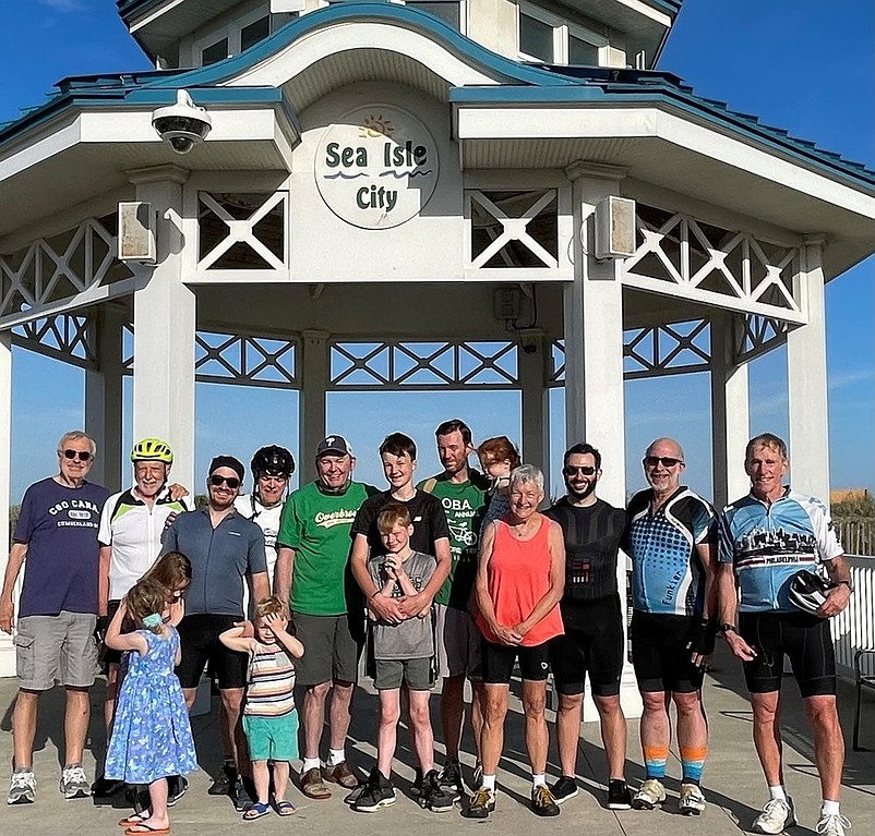 Members of the Overbrook Bicycle Association will once again pose for a group photo in front of the oceanfront gazebo when they arrive in Sea Isle City. (Photo courtesy of Sea Isle City)