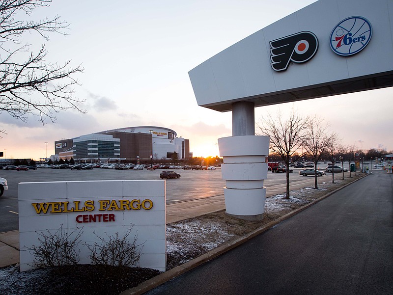 Jan 30, 2015; Philadelphia, PA, USA; General exterior view of the Wells Fargo Center prior to a game between the Philadelphia 76ers and Minnesota Timberwolves. Mandatory Credit: Bill Streicher-USA TODAY Sports
