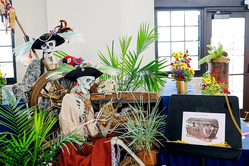 Colorful floral arrangements are part of the treasure guarded by these whimsical pirates at the Ocean City Flower Show. (Photo courtesy of Ocean City)