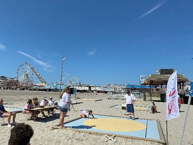 The marbles action unfolds on the beach at Ringer Stadium in Wildwood. (Courtesy of National Marbles Championship)