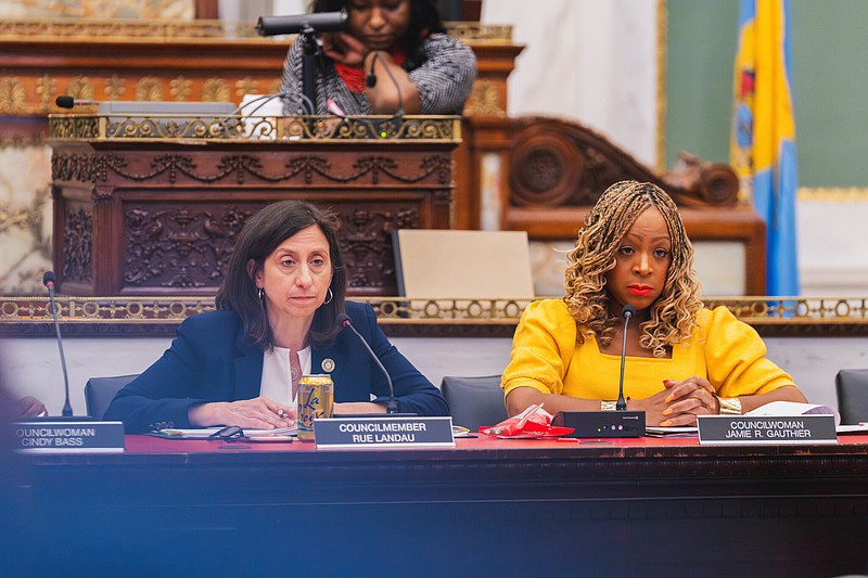 City Councilmembers Rue Landau and Jamie Gauthier at the Finance Committee meeting. Credit: Philadelphia City Council website