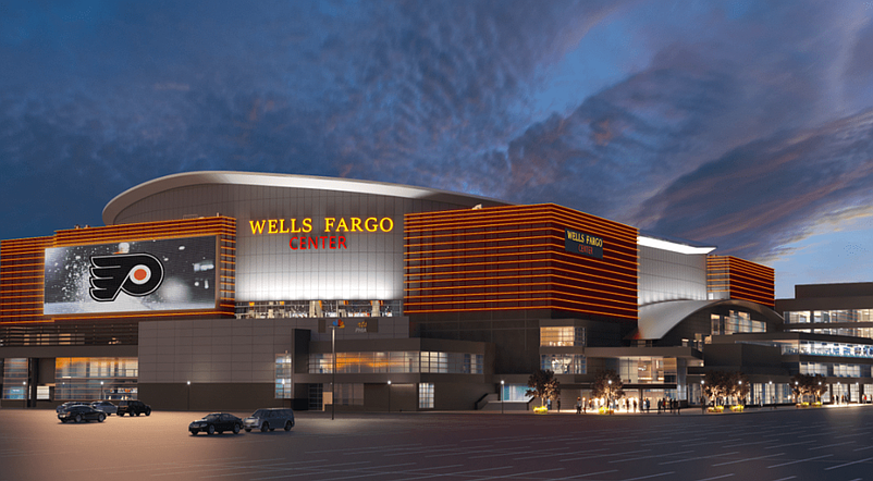 The Wells Fargo Center, which will be known as the Xfinity Mobile Arena beginning September 1, will be replaced by a new stat-of-the-art arena in South Philadelphia by 2031. (Credit: National Hockey League)