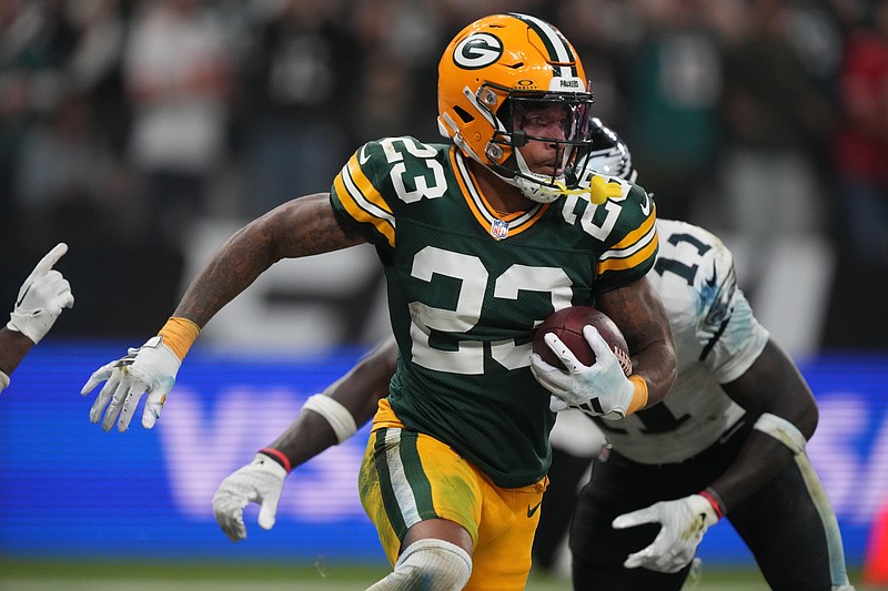 Sep 6, 2024; Sao Paulo, BRA; Green Bay Packers cornerback Jaire Alexander (23) runs during the second half against the Philadelphia Eagles at Neo Quimica Arena. Mandatory Credit: Kirby Lee-Imagn Images