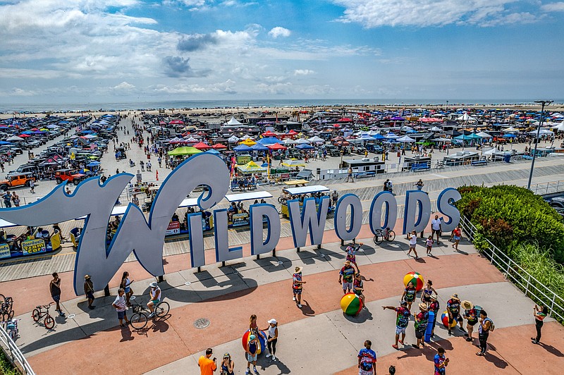 Jeeps of all makes and models will be on display on the beach next to the iconic "Wildwoods" sign. (Photo courtesy of the Greater Wildwoods Tourism Improvement and Development Authority)