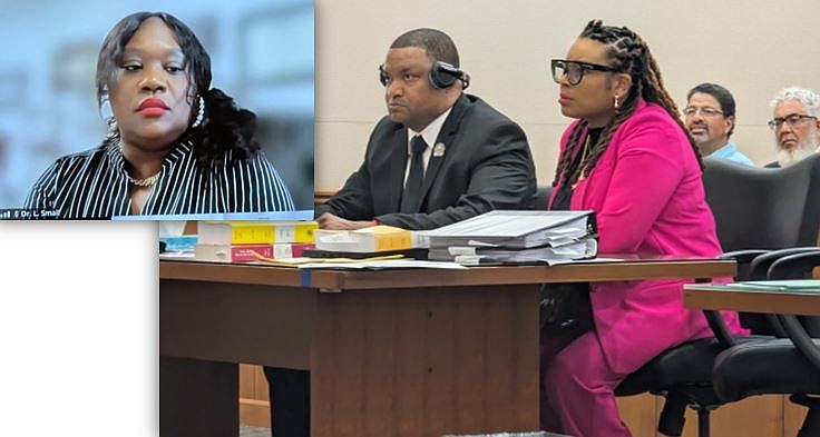 Marty Small and Constance Days-Chapman appear in court while Dr. La'Quetta Small attended virtually from work.