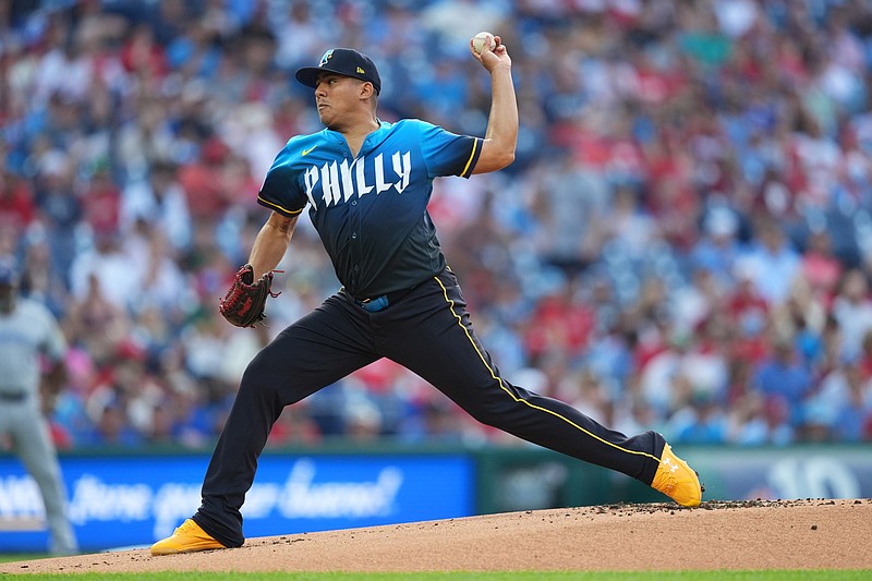 Jun 13, 2025; Philadelphia, Pennsylvania, USA; Philadelphia Phillies starting pitcher Ranger Suarez (55) throws a pitch against the Toronto Blue Jays in the first inning at Citizens Bank Park. Mandatory Credit: Kyle Ross-Imagn Images