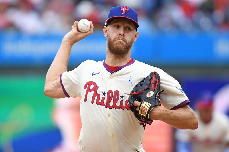 Jun 15, 2025; Philadelphia, Pennsylvania, USA; Philadelphia Phillies pitcher Zack Wheeler (45) throws a pitch during the first inning against the Toronto Blue Jays at Citizens Bank Park. Mandatory Credit: Eric Hartline-Imagn Images