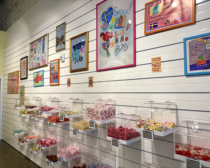 One wall of Lil Sweet Treat features many of the global candy brands.