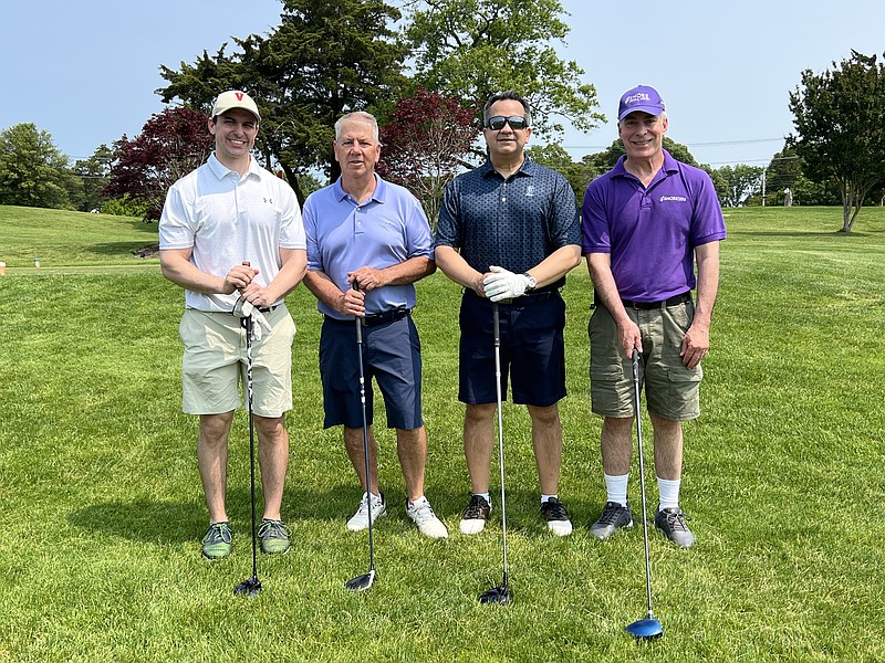 PROVIDED/John Ruiz, 2nd from right, celebrated his 25th consecutive year participating in the Auxiliary of Shore Medical Center’s D. Allen Stretch, Jr., Memorial Golf Tournament. Pictured from left, are Joe Farrell, Kevin Scott, Ruiz, and Bob Robertson.