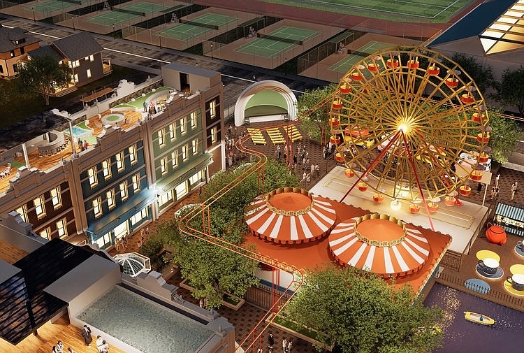 An architectural rendering depicts the proposed "Wonderland Commons" project by the community group Ocean City 2050. (Courtesy of Ocean City 2050)