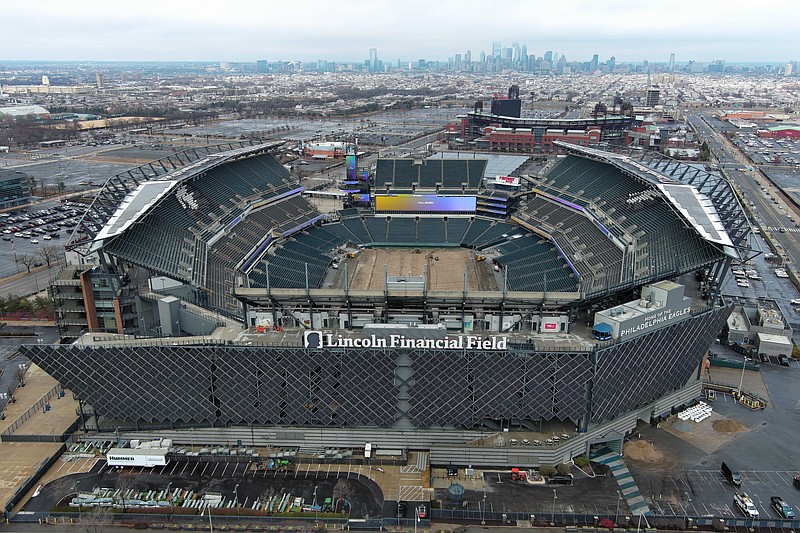 Feb 13, 2025; Philadelphia, PA, USA; A general overall aerial view of Lincoln Financial Field. The stadium is the home of the Philadelphia Eagles. Mandatory Credit: Kirby Lee-Imagn Images