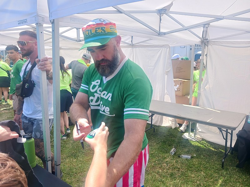 Jason Kelce signs autographs for his fans at Excursion Park