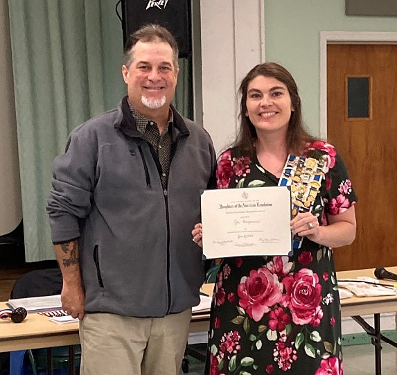 From left to right, John Bongiovanni, PA Historic Recovery Service, and Samantha Freise, Chapter Historian, Towamencin, DAR. (Credit: Towamencin DAR)