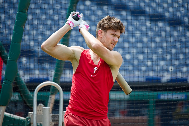 July 1, 2025; Philadelphia, Pennsylvania, USA; Philadelphia Phillies shortstop Trea Turner takes batting practice at Citizens Bank Park. (Credit: Grace Del Pizzo/On Pattison)