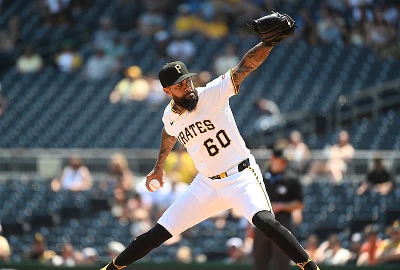 Jun 11, 2025; Pittsburgh, Pennsylvania, USA;  Pittsburgh Pirates relief pitcher Dennis Santana (60) delivers the ball to the Miami Marlins at PNC Park. Mandatory Credit: Philip G. Pavely-Imagn Images