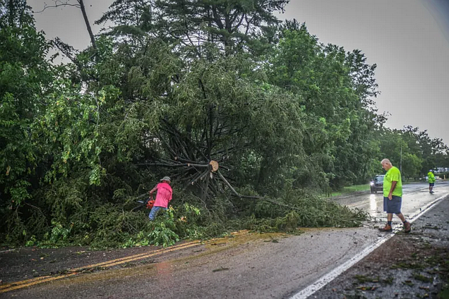 Valley Forge Road in Upper Gwynedd was closed for several hours as workers cleared a fallen tree on Tuesday night, July 8, 2025.