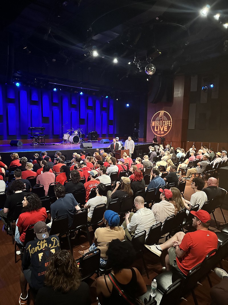 Dozens of interested individuals attended a Town Hall meeting at World Cafe Live on Thursday July 10, 2025 (Credit: Anthony SanFilippo)